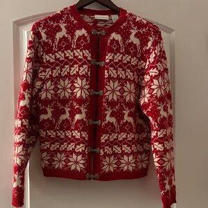 Croft & Barrow Red and White Cardigan Sweater